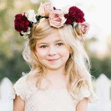 Load image into Gallery viewer, Mudgee florist Mudgee Monkey is a local based florist in the Mudgee Area. Pictured is peach and pink flower childs full flower crown,
