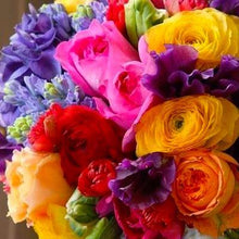Load image into Gallery viewer, Mudgee florist Mudgee Monkey is a local based florist in the Mudgee Area. Pictured is a generous  bouquet box of bright flowers delivered free