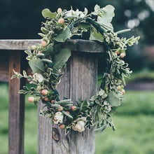 Load image into Gallery viewer, Mudgee florist Mudgee Monkey is a local based florist in the Mudgee Area. Pictured is a gum and foliage flower crown