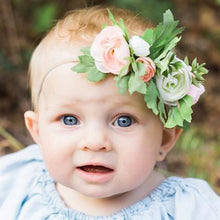 Load image into Gallery viewer, Mudgee florist Mudgee Monkey is a local based florist in the Mudgee Area. Pictured is peach and pink flower childs full flower crown,
