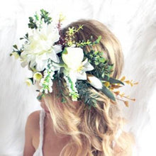 Load image into Gallery viewer, Mudgee florist Mudgee Monkey is a local based florist in the Mudgee Area. Pictured is a classic white and green flower crown